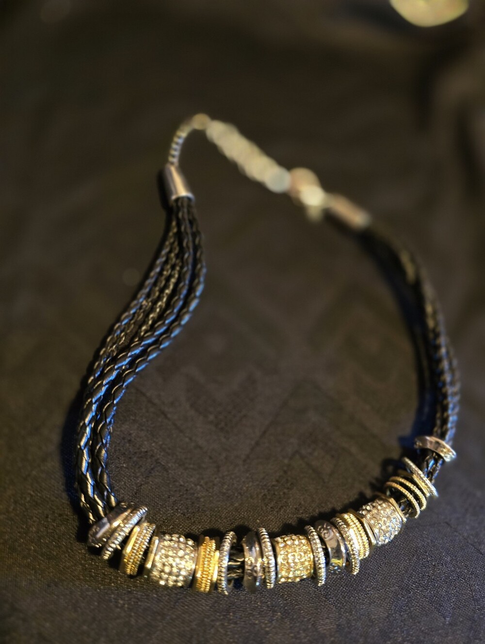 Black and Gold Beaded Multi-Strand Necklace - Women Jewelry